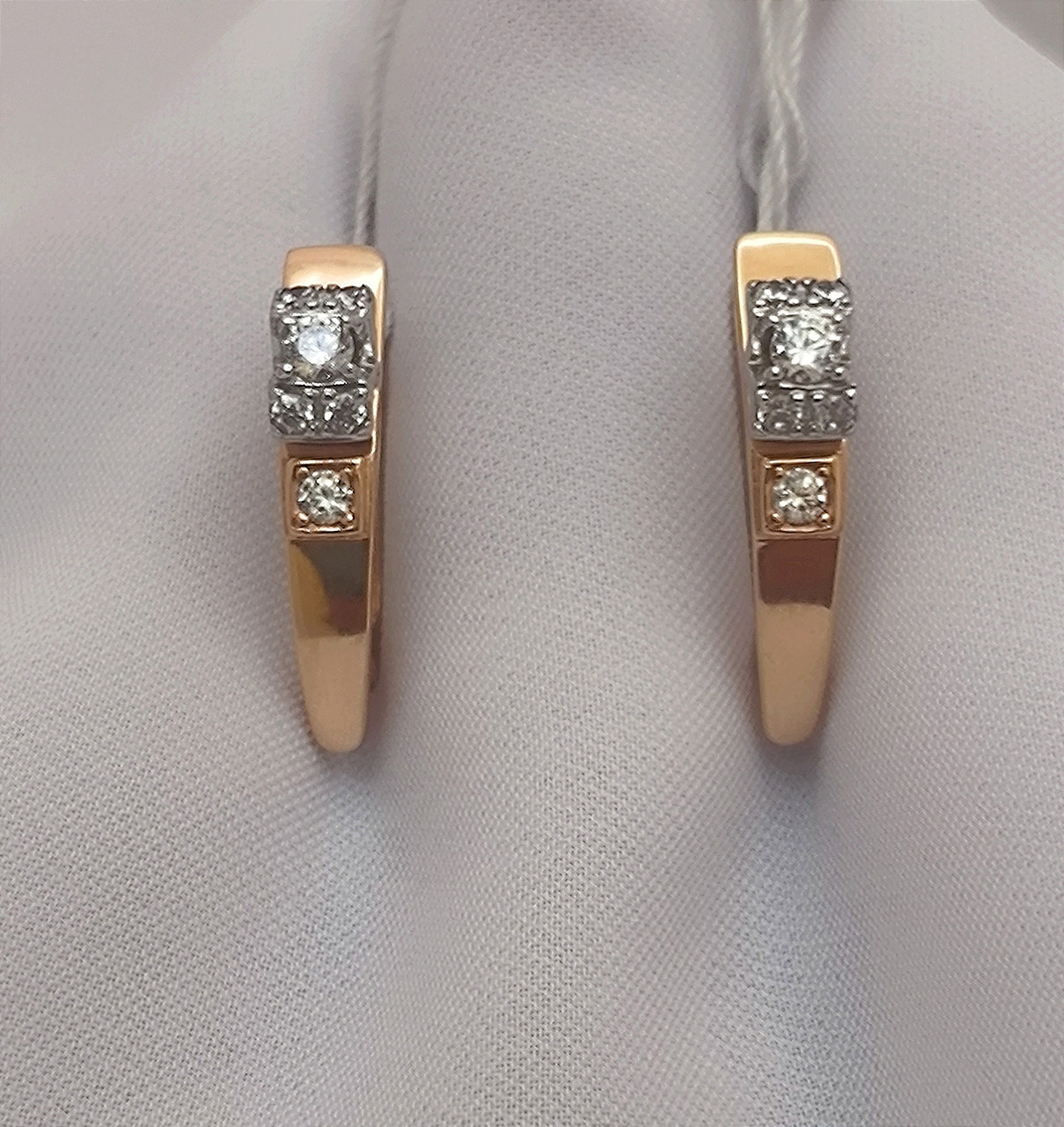 Золоті сережки з цирконієм - Зображення 4