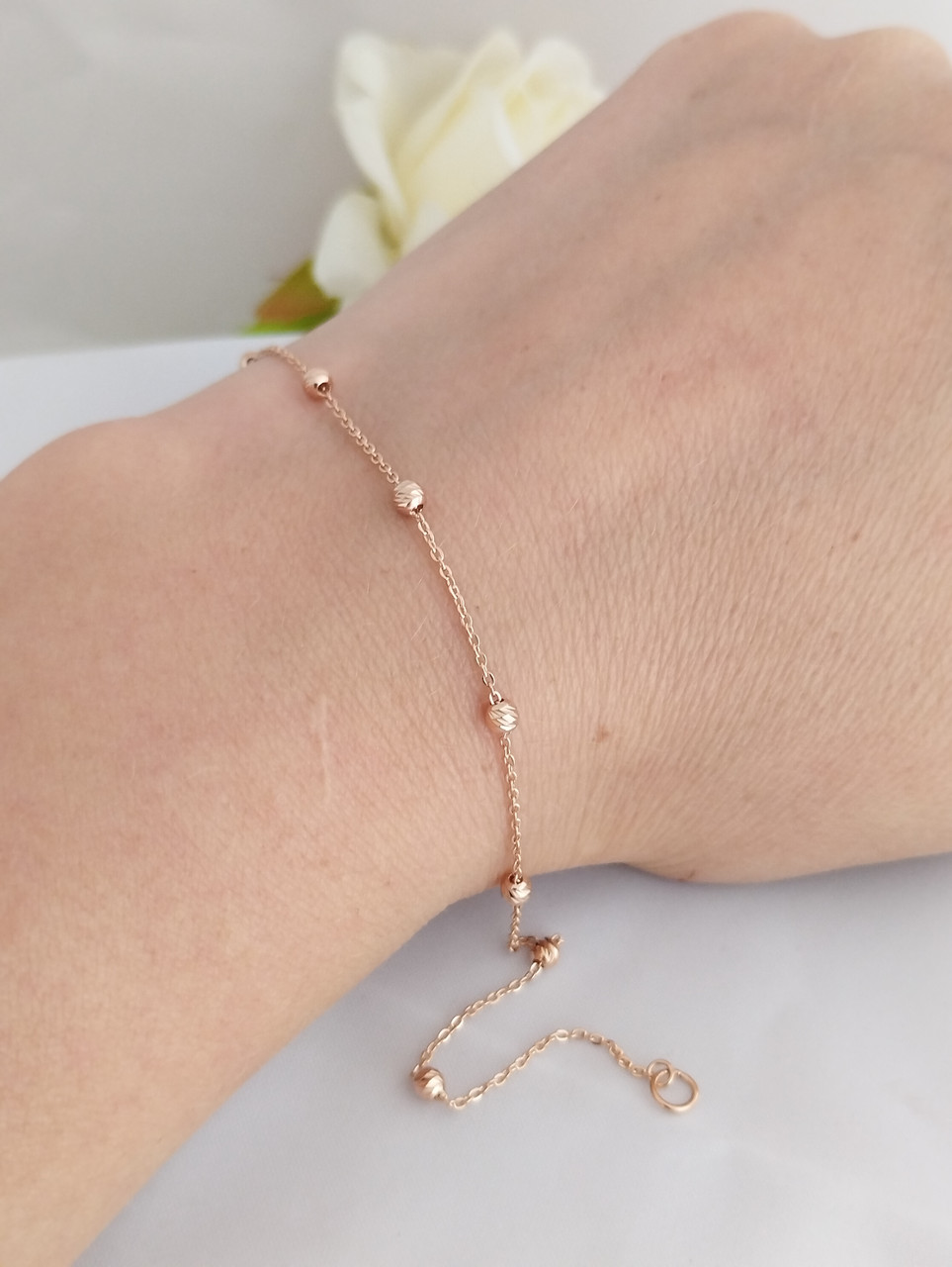 Золотий браслет із кульками, золотий браслет у стилі мінімалізм - Зображення 2