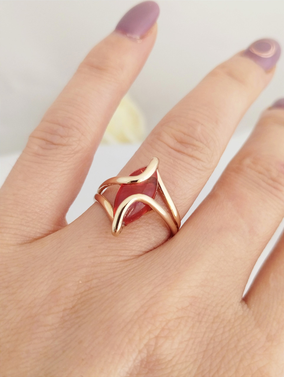 Золоте кільце з бурштином - Зображення 4