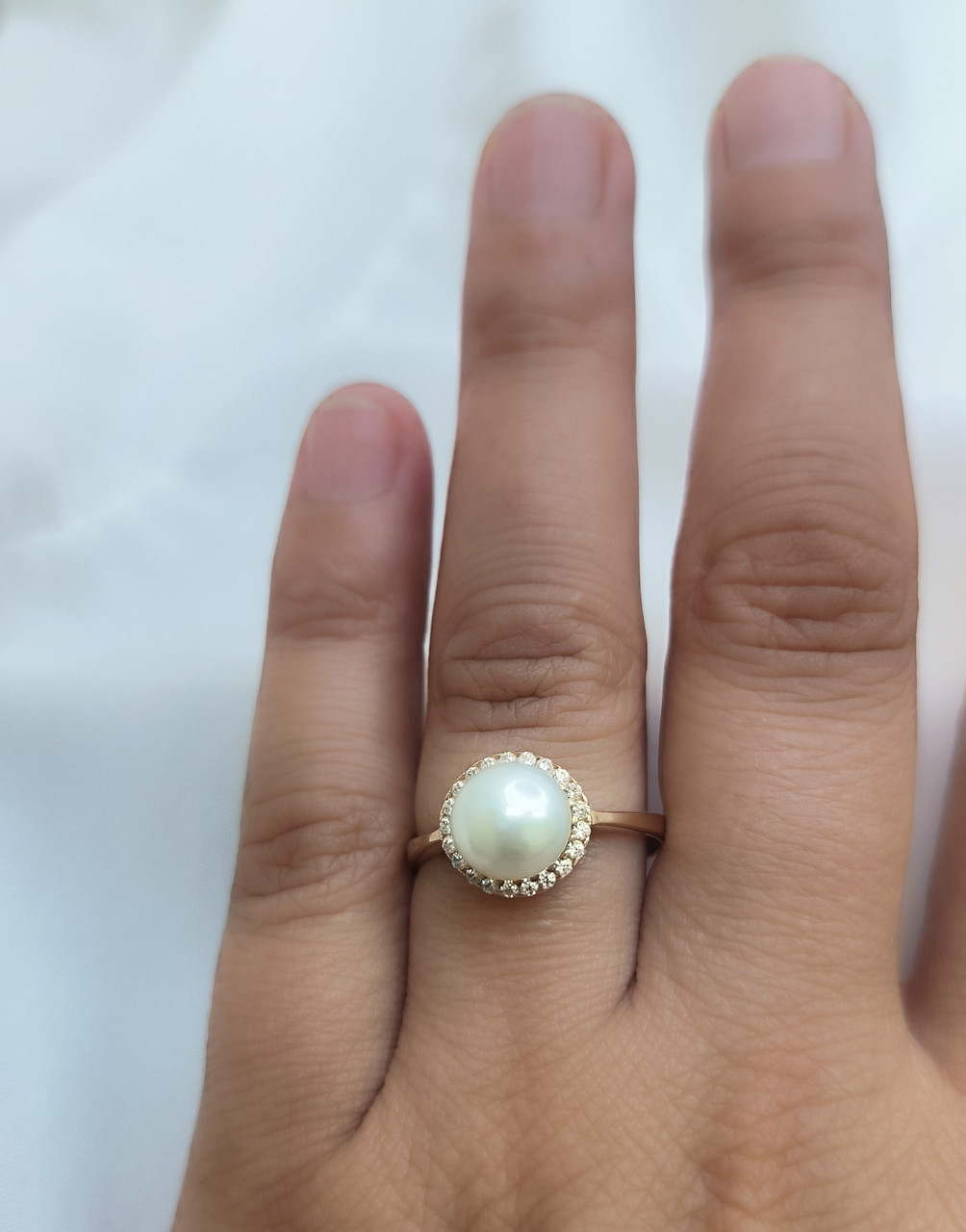 Золоте кільце з культивованими перлами - Зображення 4