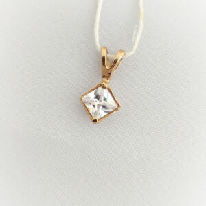 Золотий кулон квадрат із цирконієм