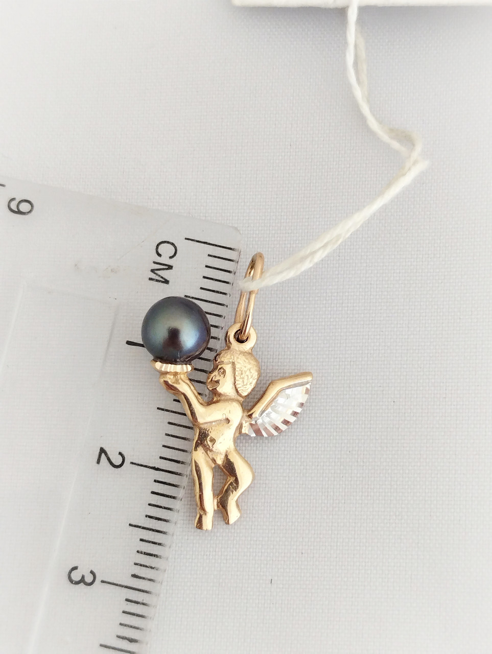 Золотий кулон Ангел із перлиною кулон ангел - Зображення 3