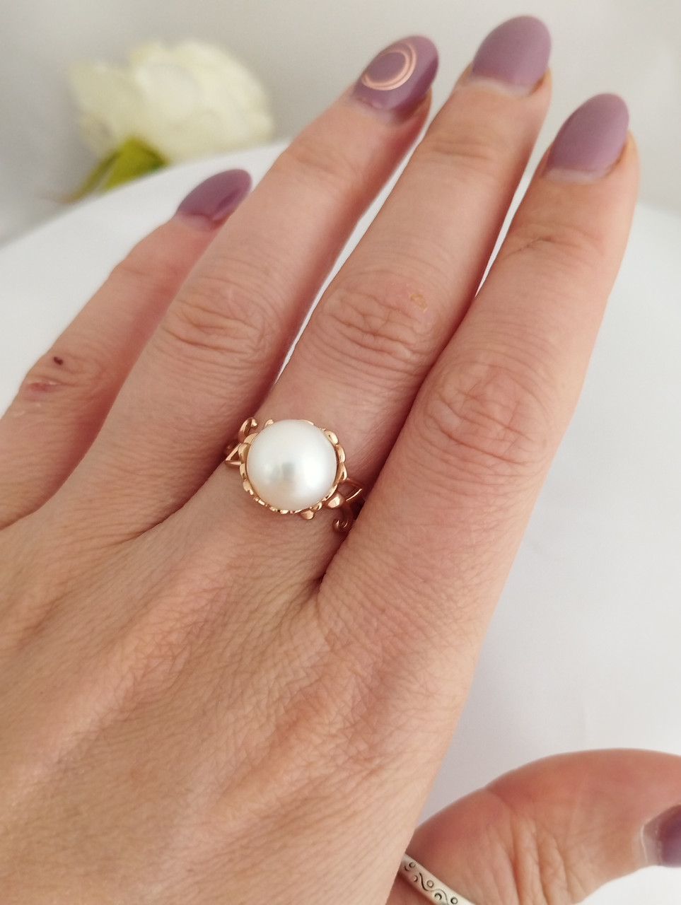 Золоте кільце з перлами - Зображення 4