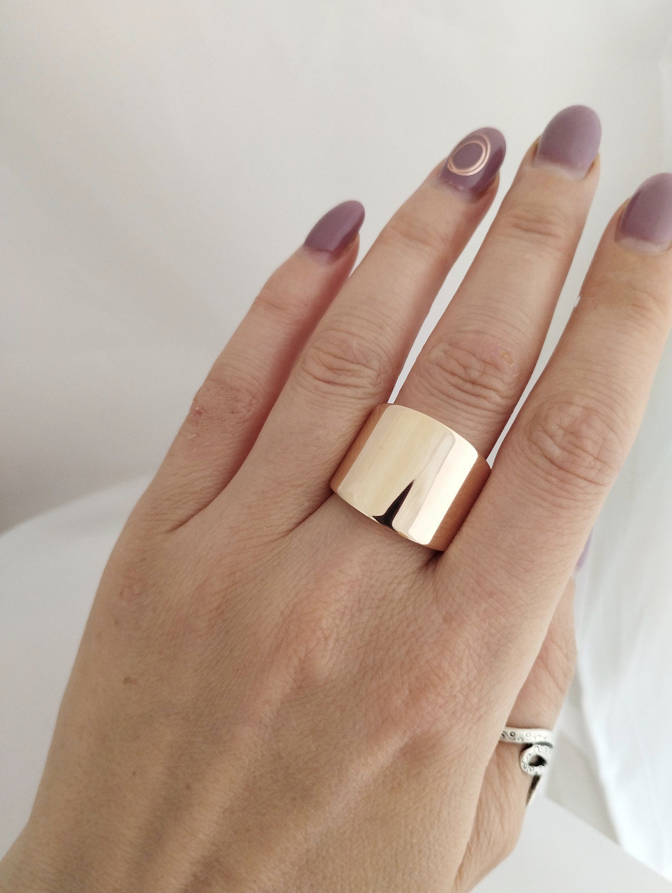 Золоте кільце без вставок, велике золоте кільце, широке золоте кільце - Зображення 3