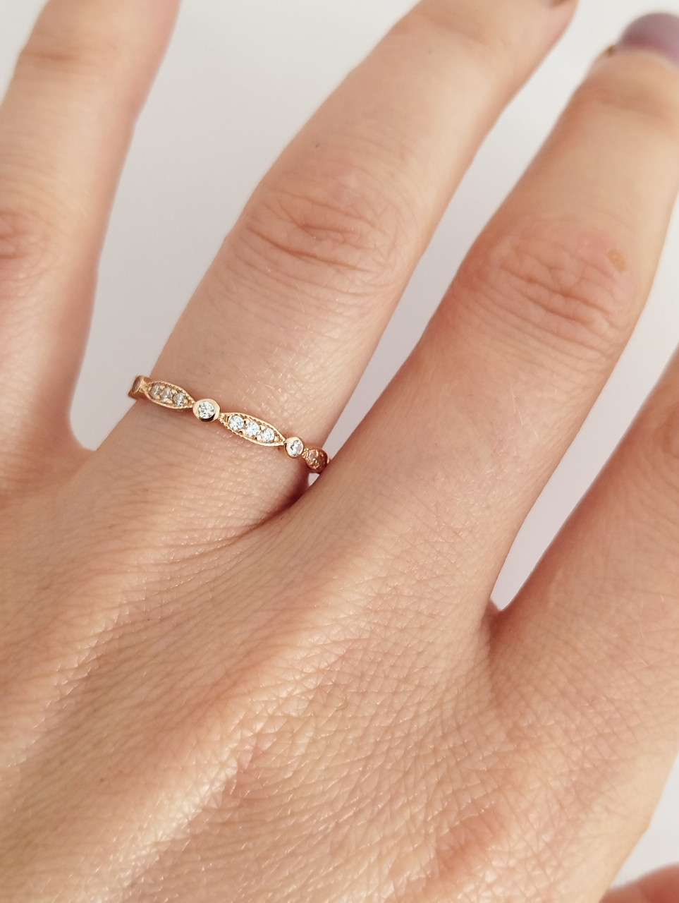 Золоте кільце з цирконієм, золоте кільце в стилі мінімалізм - Зображення 2