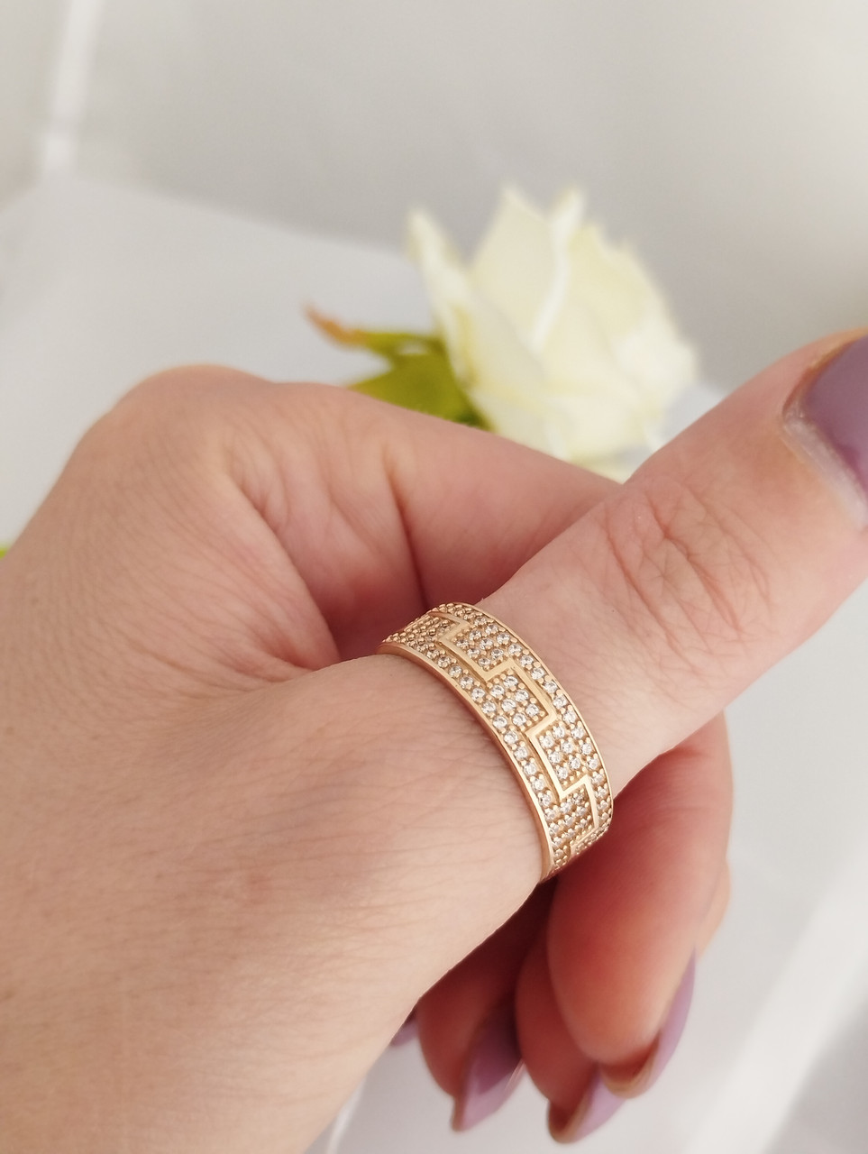 Золота каблучка з цирконієм - Зображення 2