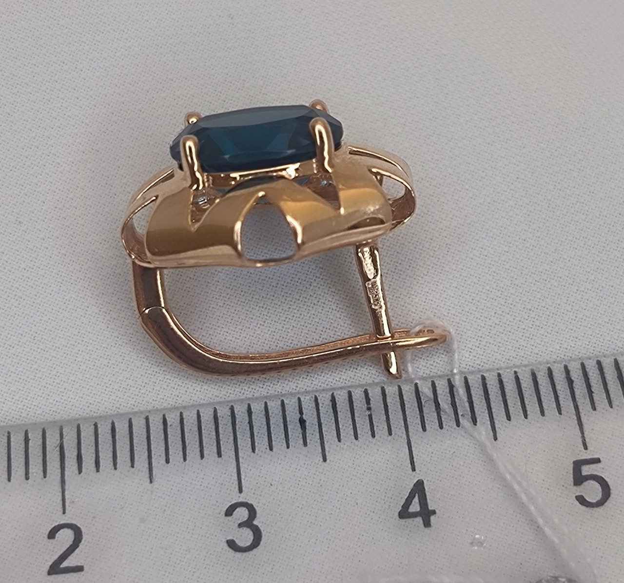 Золоті сережки з блакитним каменем - Зображення 3