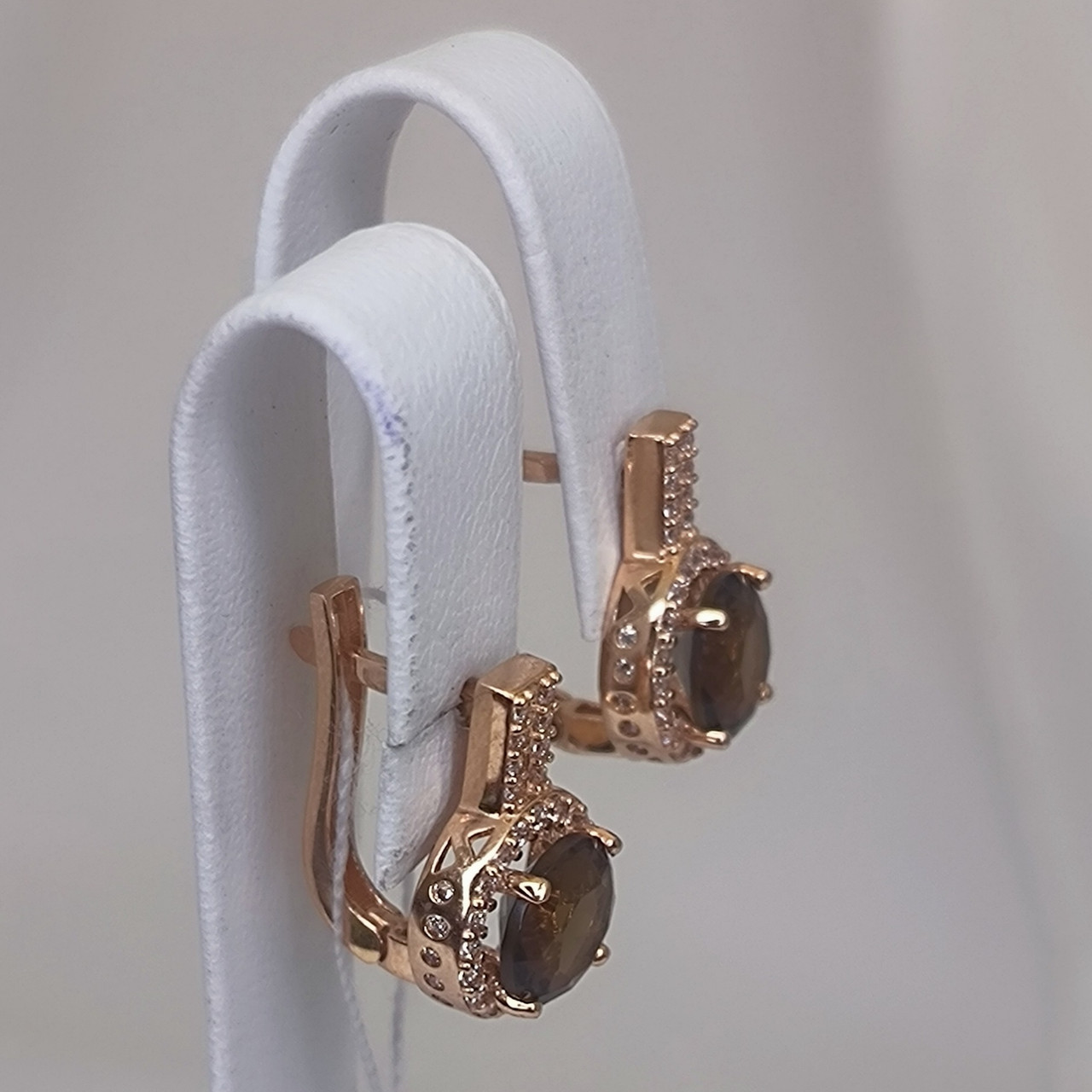 Золоті сережки з раухтопазом - Зображення 3