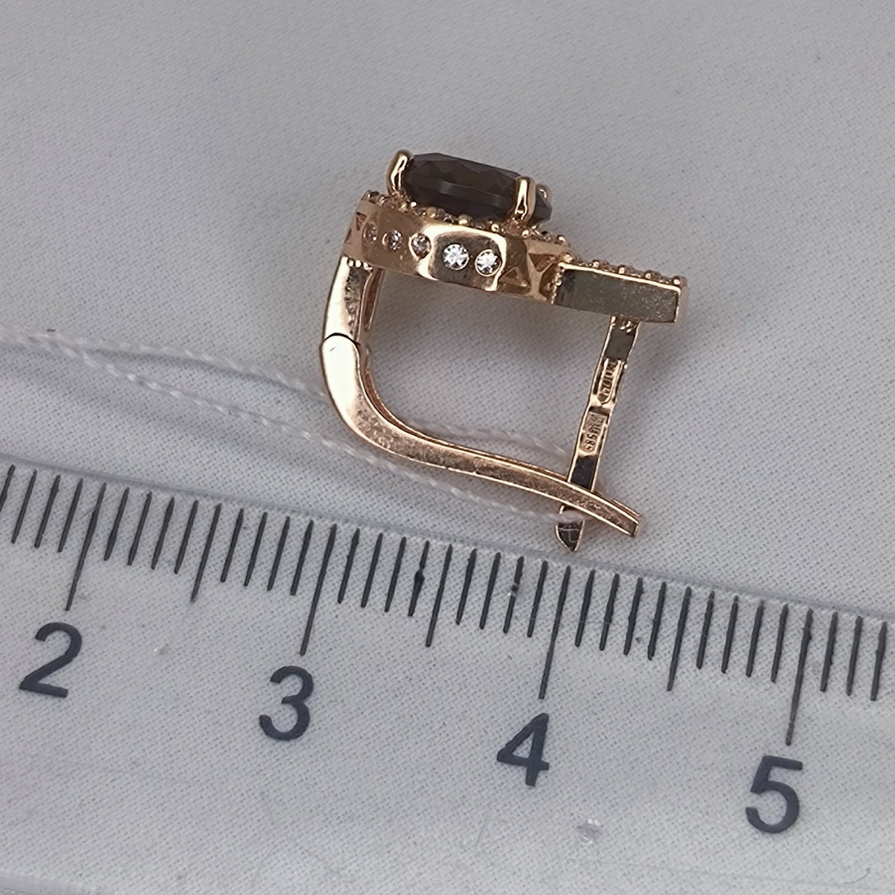 Золоті сережки з раухтопазом - Зображення 2