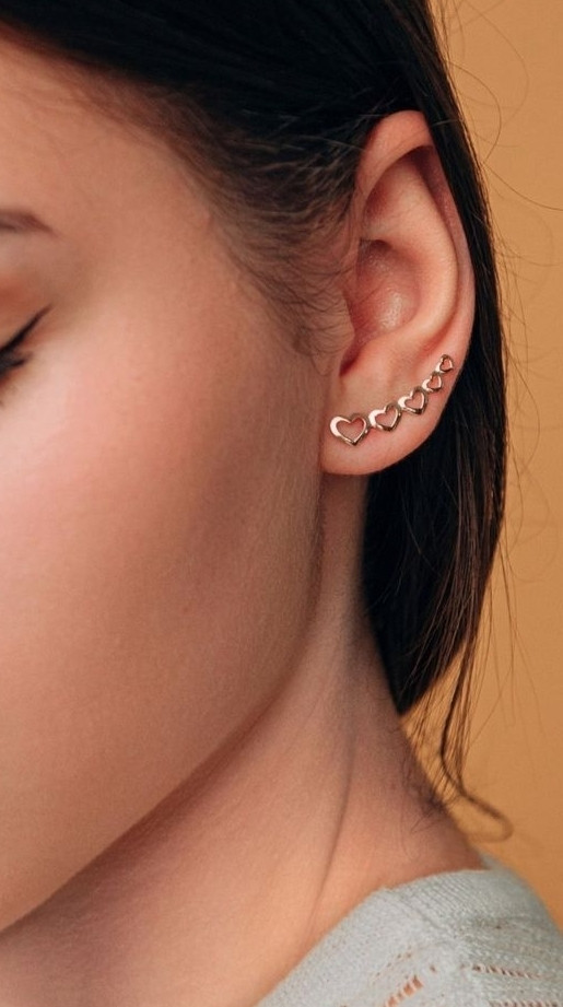 Золоті сережки кафи, сережки кафи серце - Зображення 4