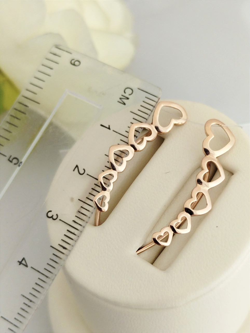 Золоті сережки кафи, сережки кафи серце - Зображення 2