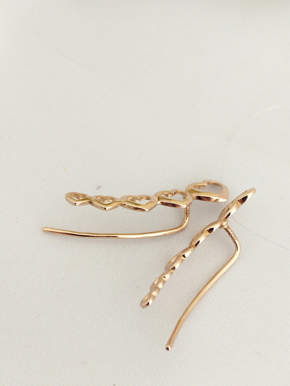 Золоті сережки кафи, сережки кафи серце - Зображення 3