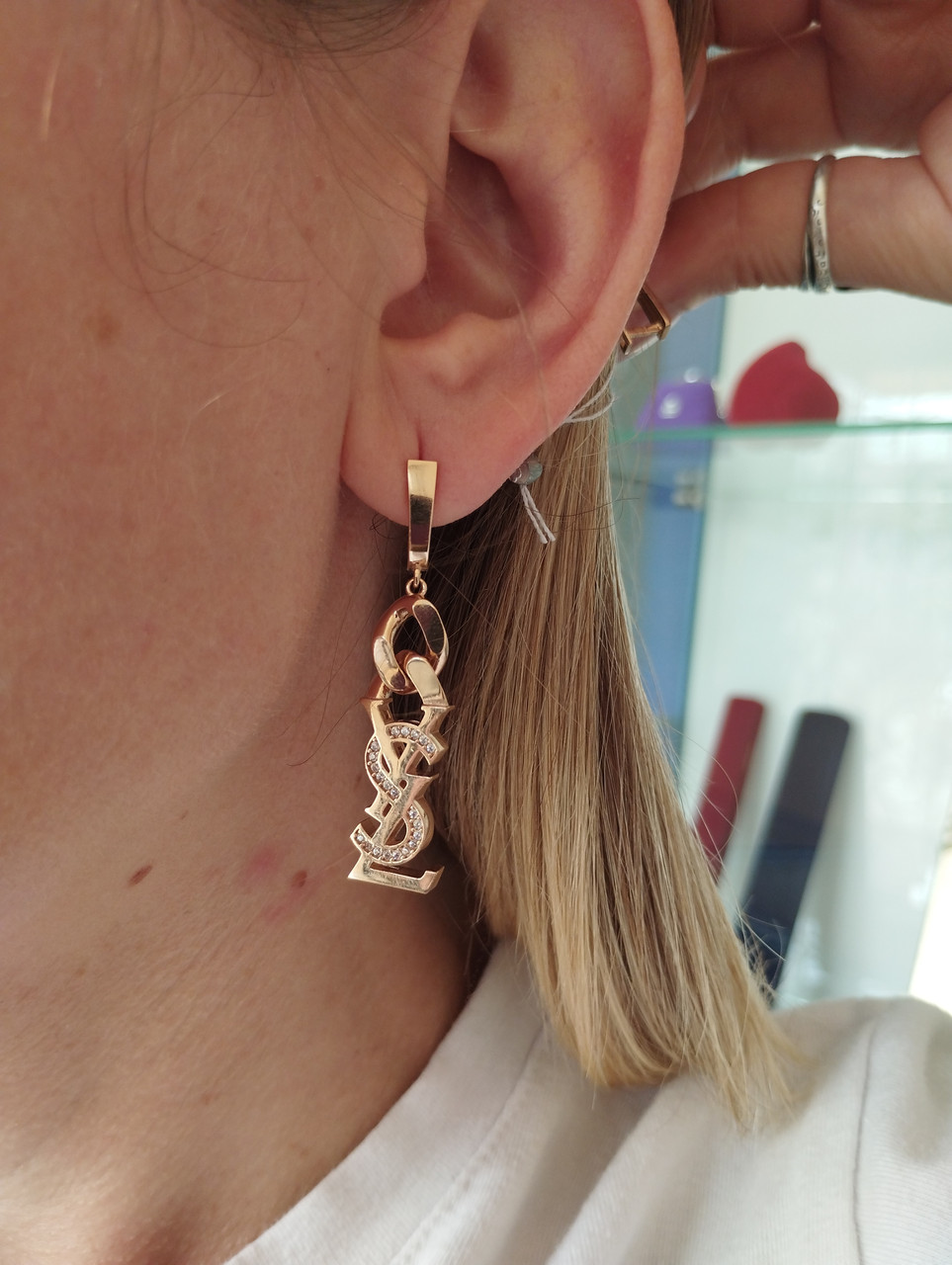 Золоті сережки висячі, довгі золоті сережки - Зображення 3