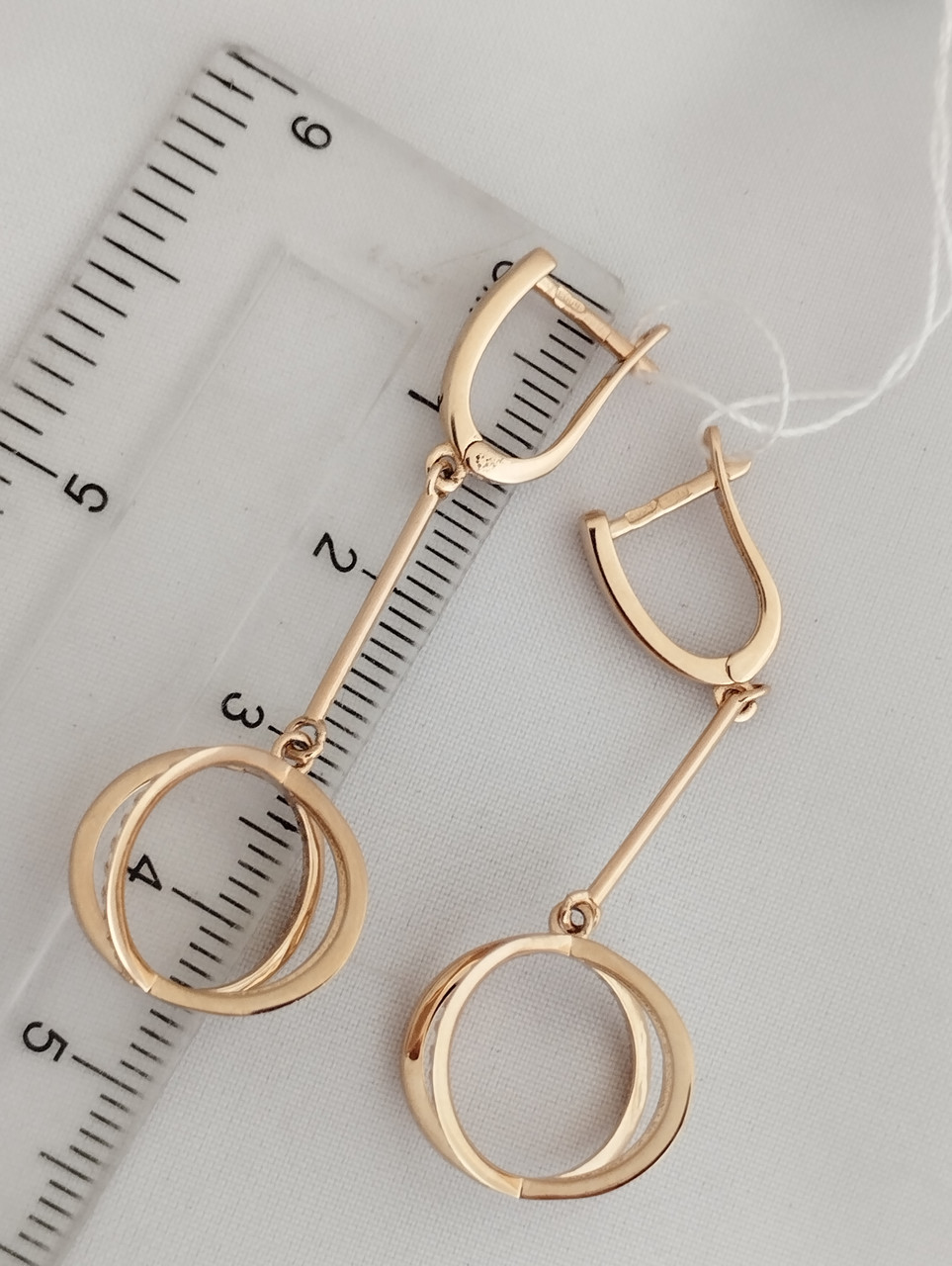 Золоті сережки висячі, довгі золоті сережки - Зображення 3