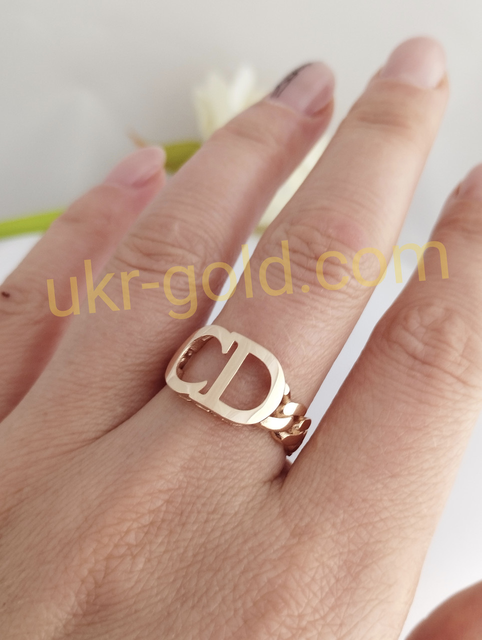 Золоте кільце без вставок, модне золоте кільце - Зображення 3