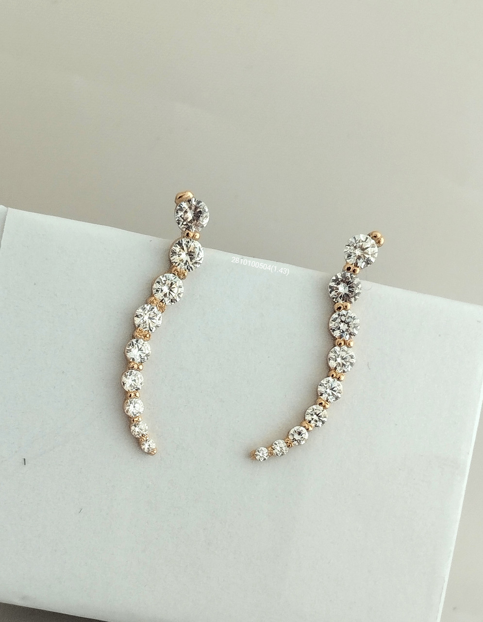 Золоті сережки кафи з цирконієм - Зображення 2