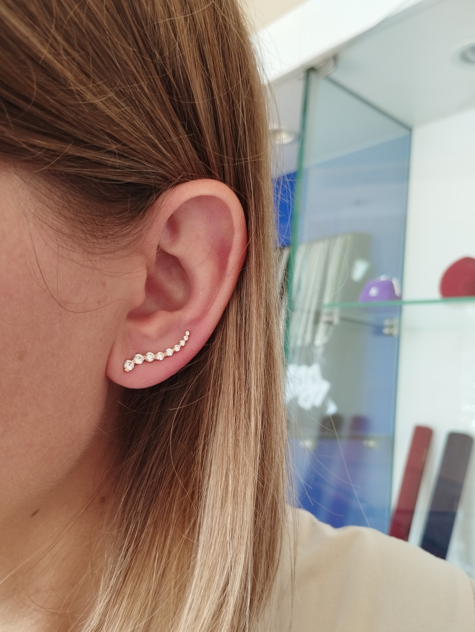 Золоті сережки кафи з цирконієм - Зображення 4