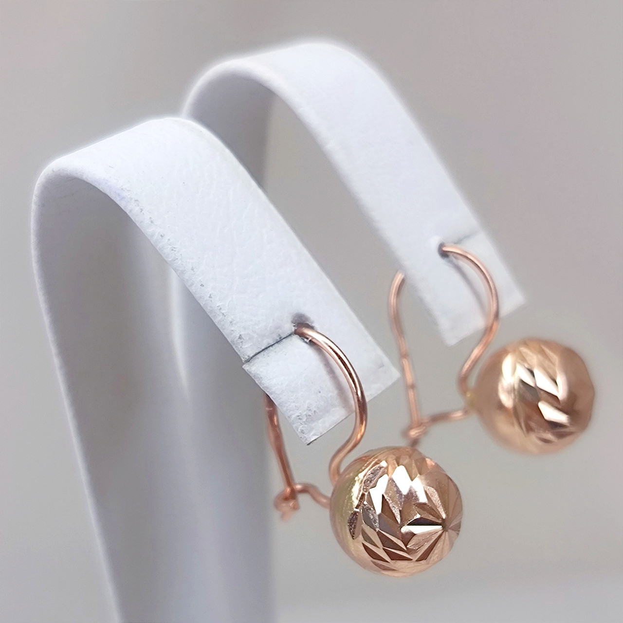 Золоті сережки з червоного золота 585 проби - Зображення 2