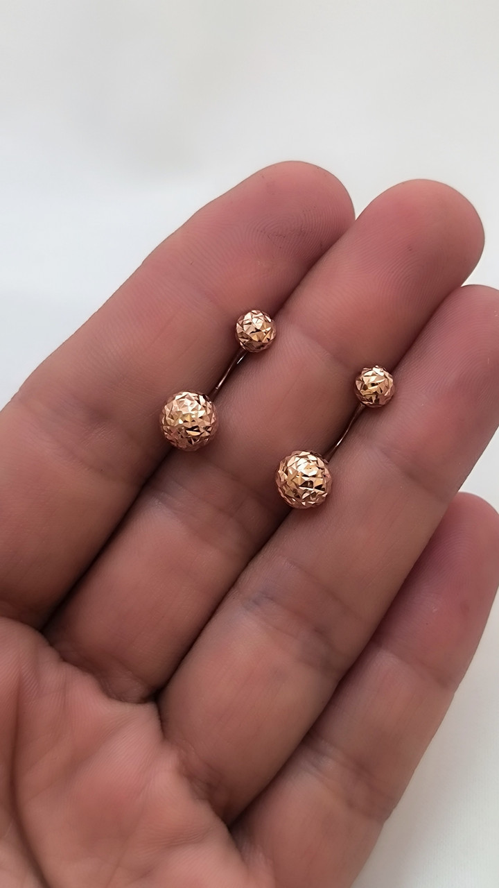 Золоті сережки матрьошки з алмазною гранню 585 проби - Зображення 3