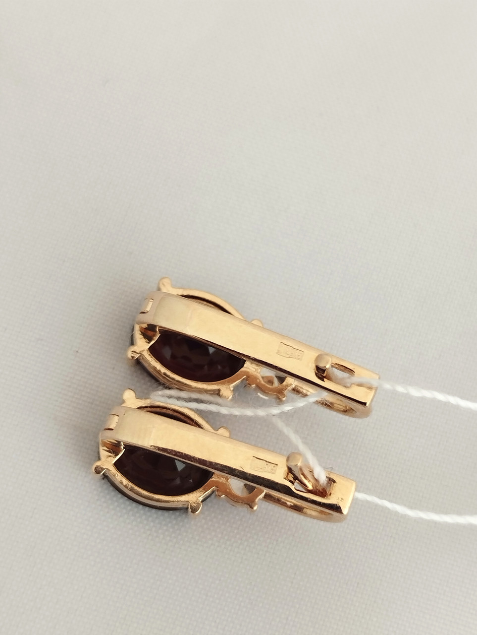 Золоті сережки з гранатом і цирконієм - Зображення 4