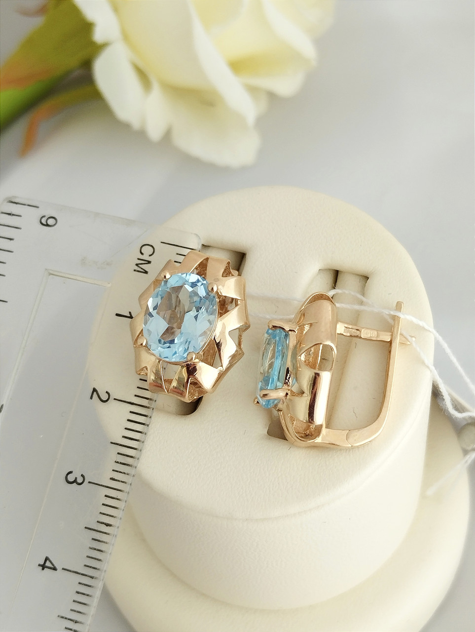 Золоті сережки з топазами - Зображення 2