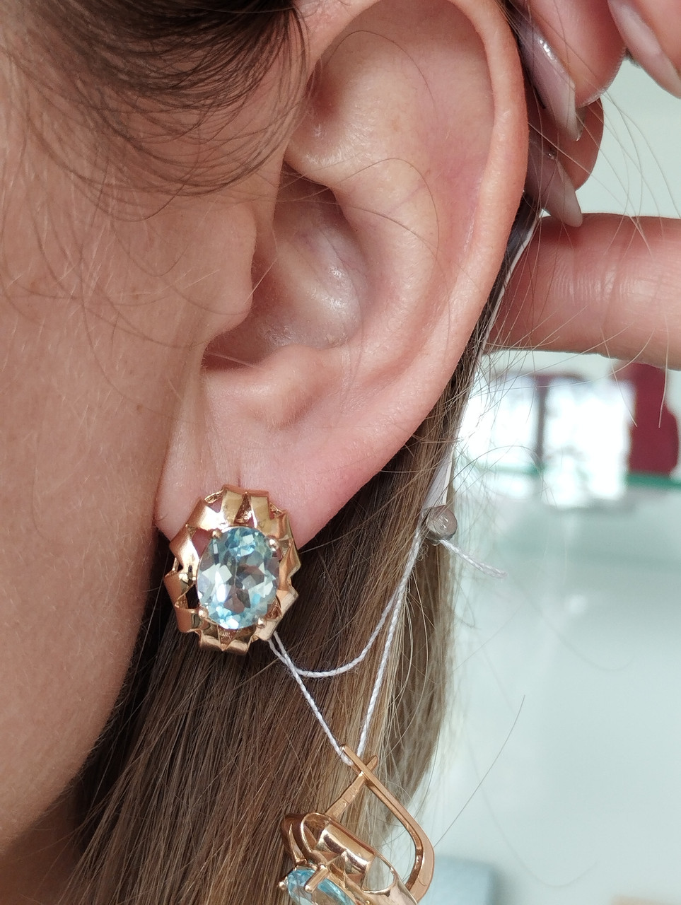 Золоті сережки з топазами - Зображення 3