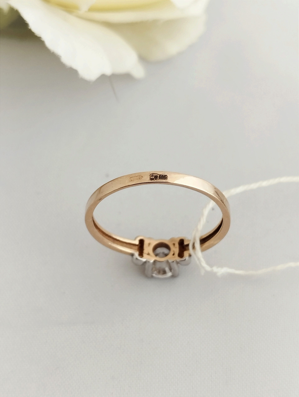 Золоте кільце з цирконієм, помоловічне кільце - Зображення 4