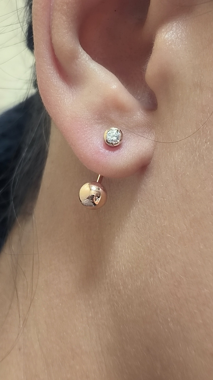 Золоті сережки матрьошки з цирконієм 585 проби - Зображення 3