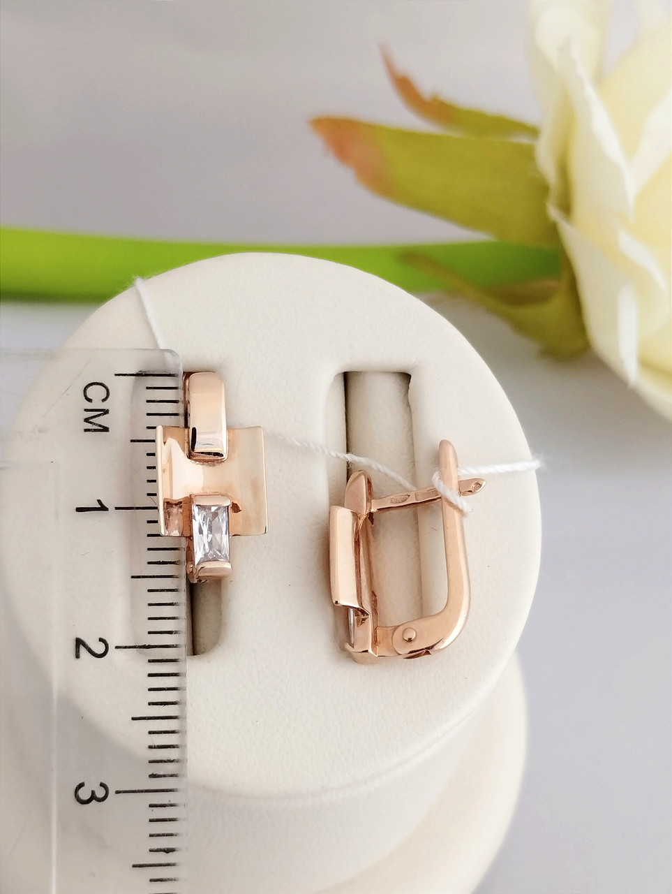 Золоті сережки з цирконієм - Зображення 2