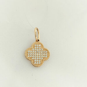 Золотий кулон конюшина з цирконієм