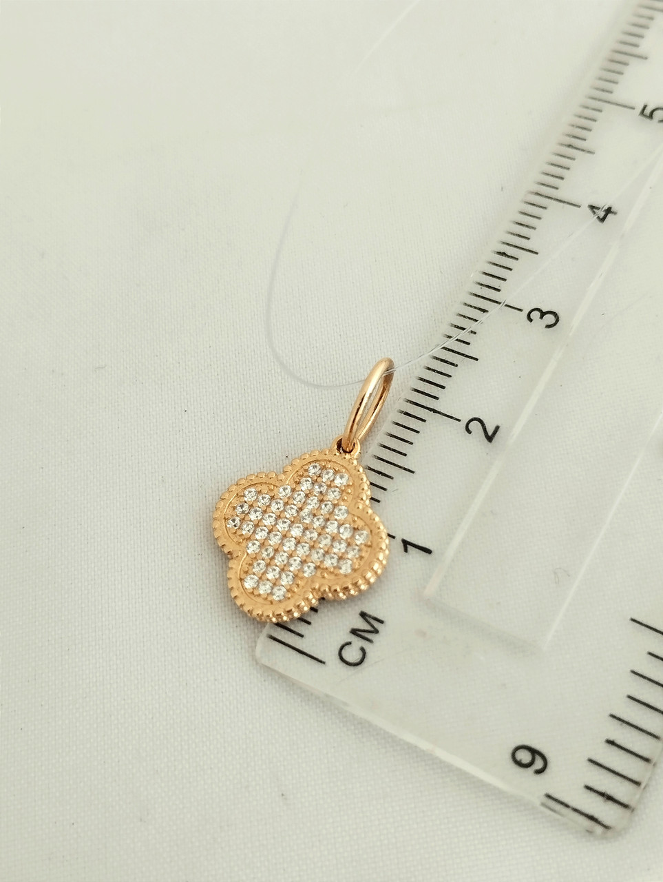 Золотий кулон конюшина з цирконієм - Зображення 2