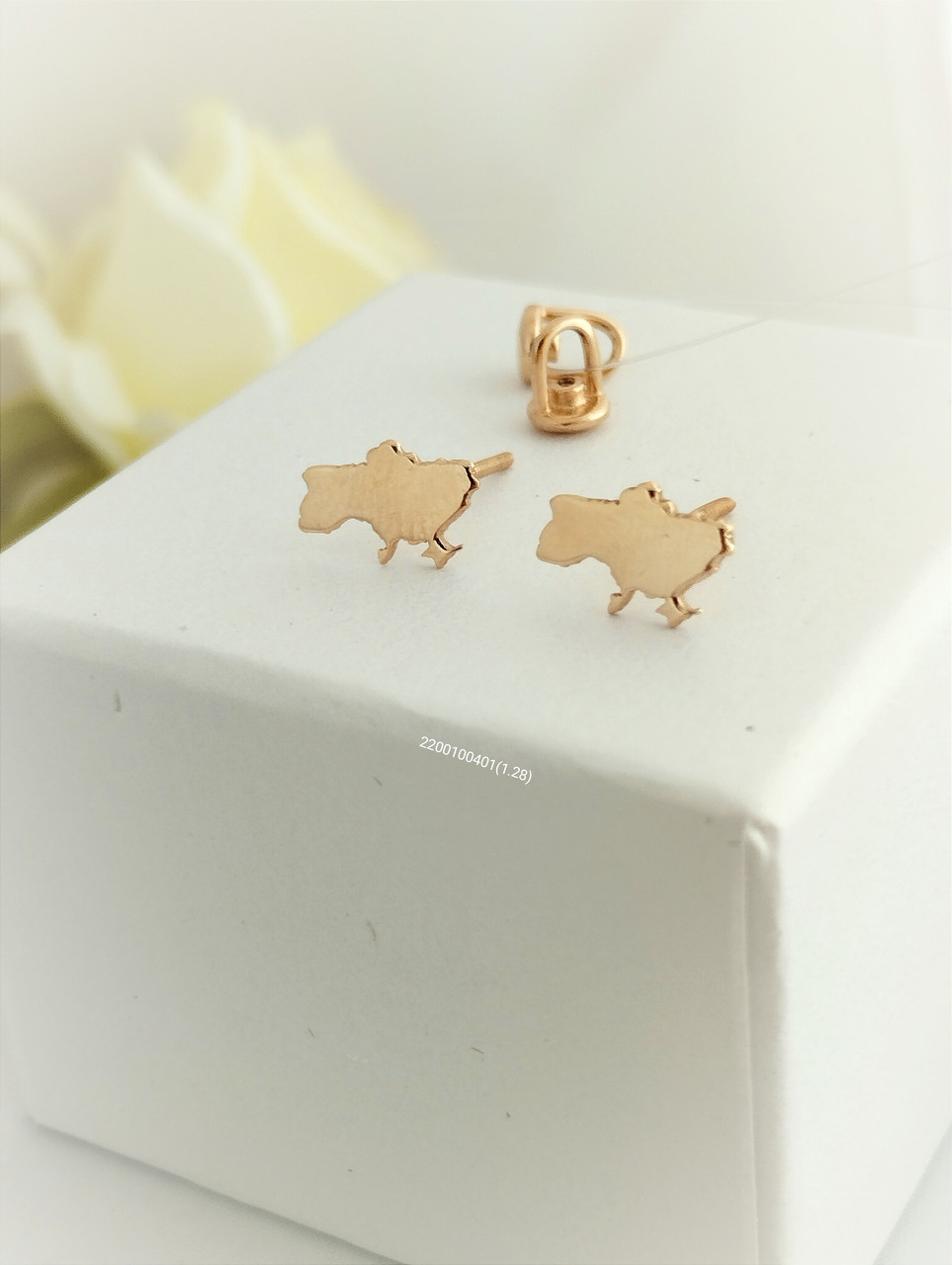 Золоті сережки мапа України, патріотичні прикраси карта України