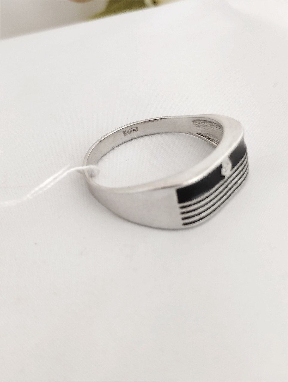 Срібний персень з цирконієм та емаллю - Зображення 2