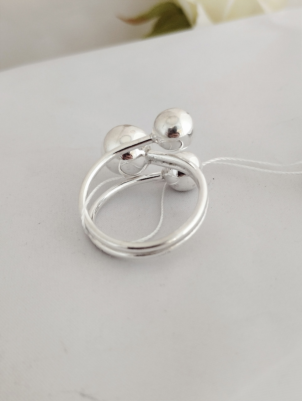 Срібне кільце поцілунок срібне кільце з кулями - Зображення 4