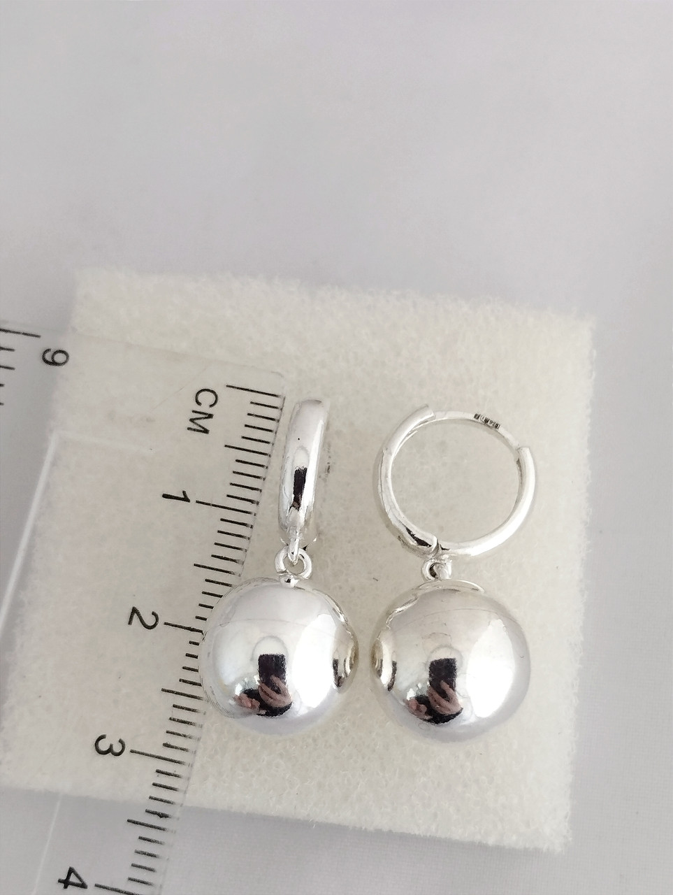 Срібні сережки кулі, срібні сережки без вставок - Зображення 3