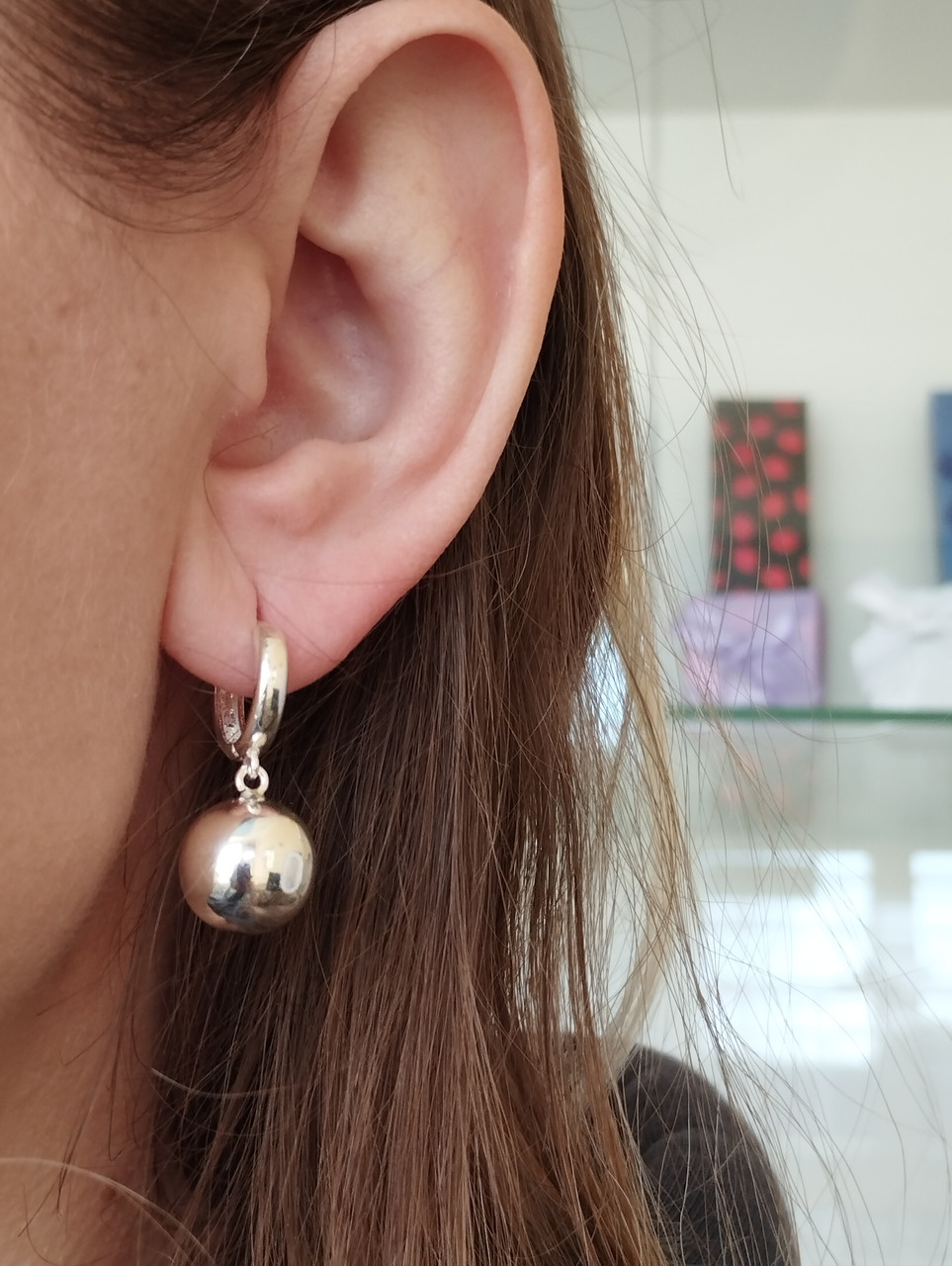 Срібні сережки кулі, срібні сережки без вставок - Зображення 4