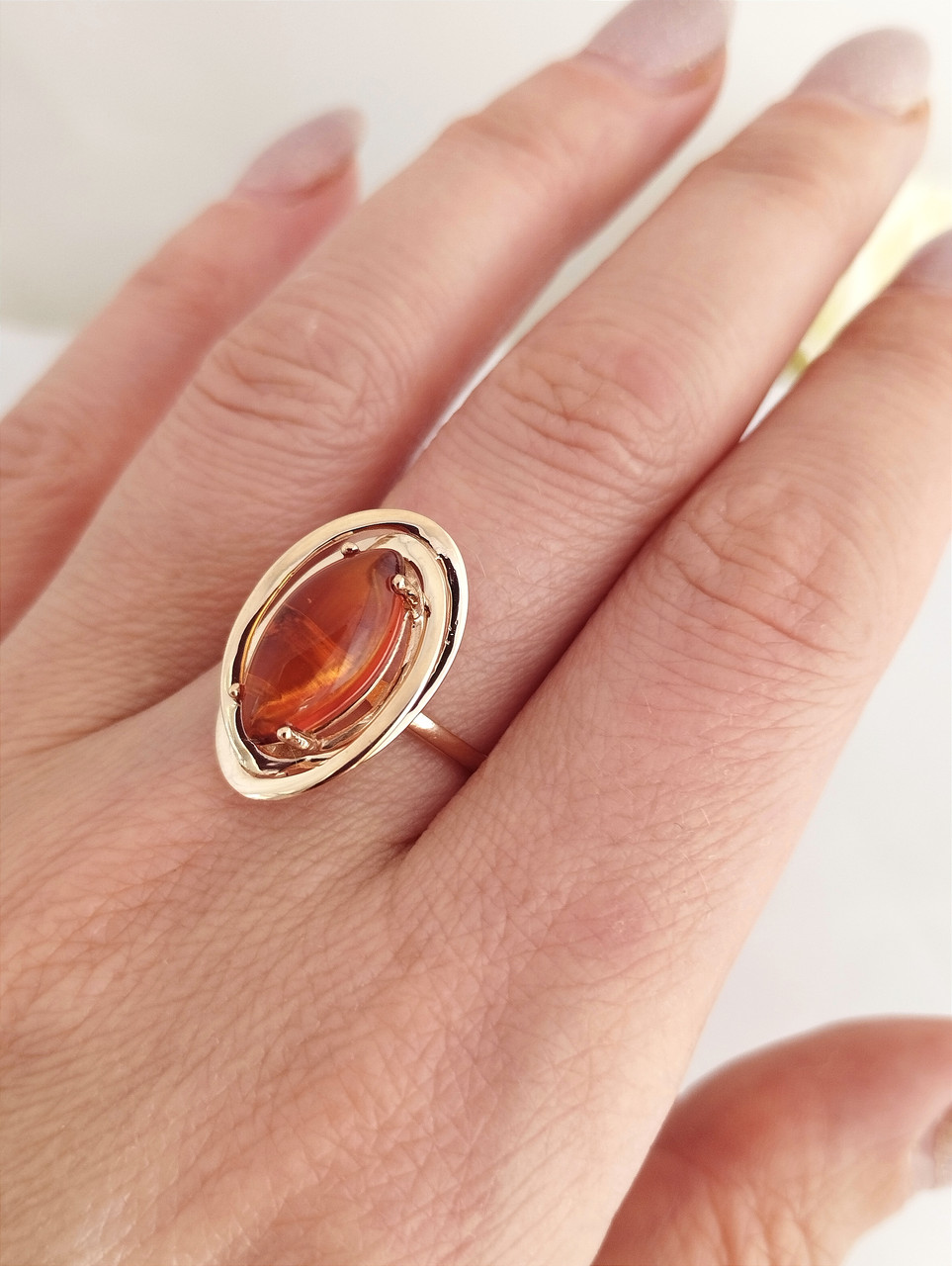 Золоте кільце з бурштином кільце з Бурштином - Зображення 3