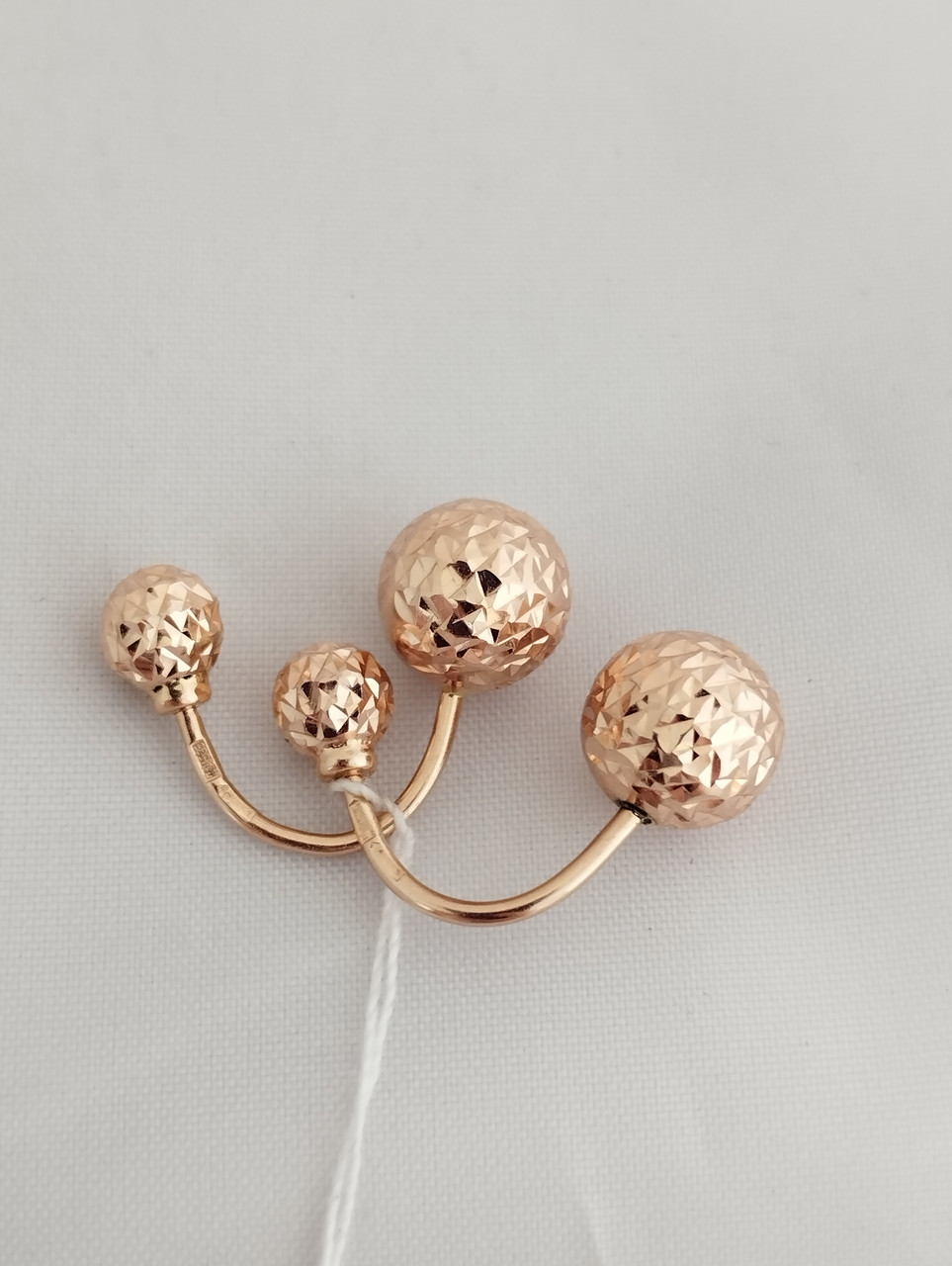 Золоті сережки кулі з алмазною гранню матрьошки Intern-Gold - Зображення 5