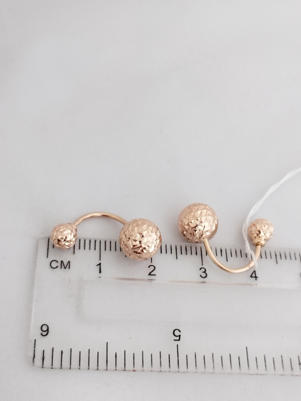 Золоті сережки кулі з алмазною гранню матрьошки Intern-Gold - Зображення 4