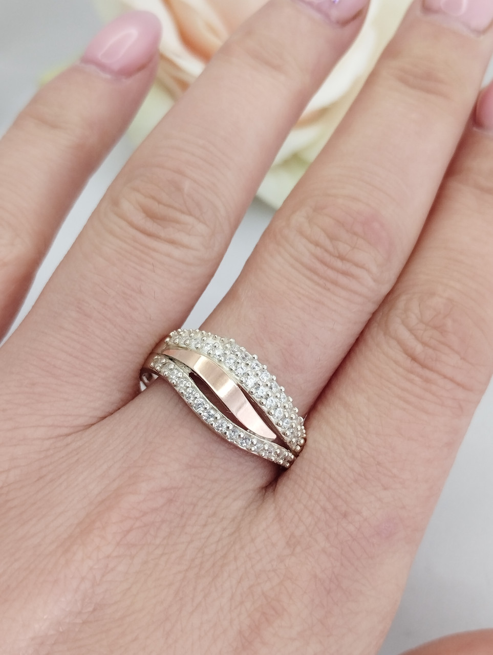 Срібне кільце із золотими пластинами мембран-Gold - Зображення 2