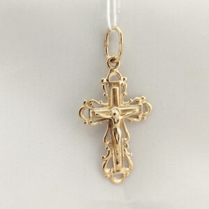 Золотий хрест ажурний із розп'яттям Ukr-Gold