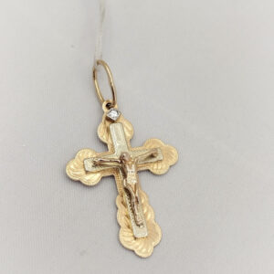 Золотий хрест із розп'яттям і цирконієм Ukr-Gold