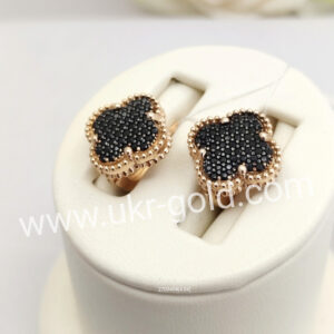5075344930_zolotye-sergi-s.jpg Золоті сережки з цирконієм, золоті сережки з чорним камінням, сережки конюшини