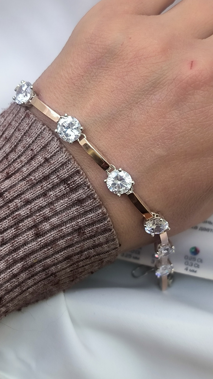 Срібний браслет 925 проби з напаяними пластинами золота Ukr-gold.com - Зображення 3