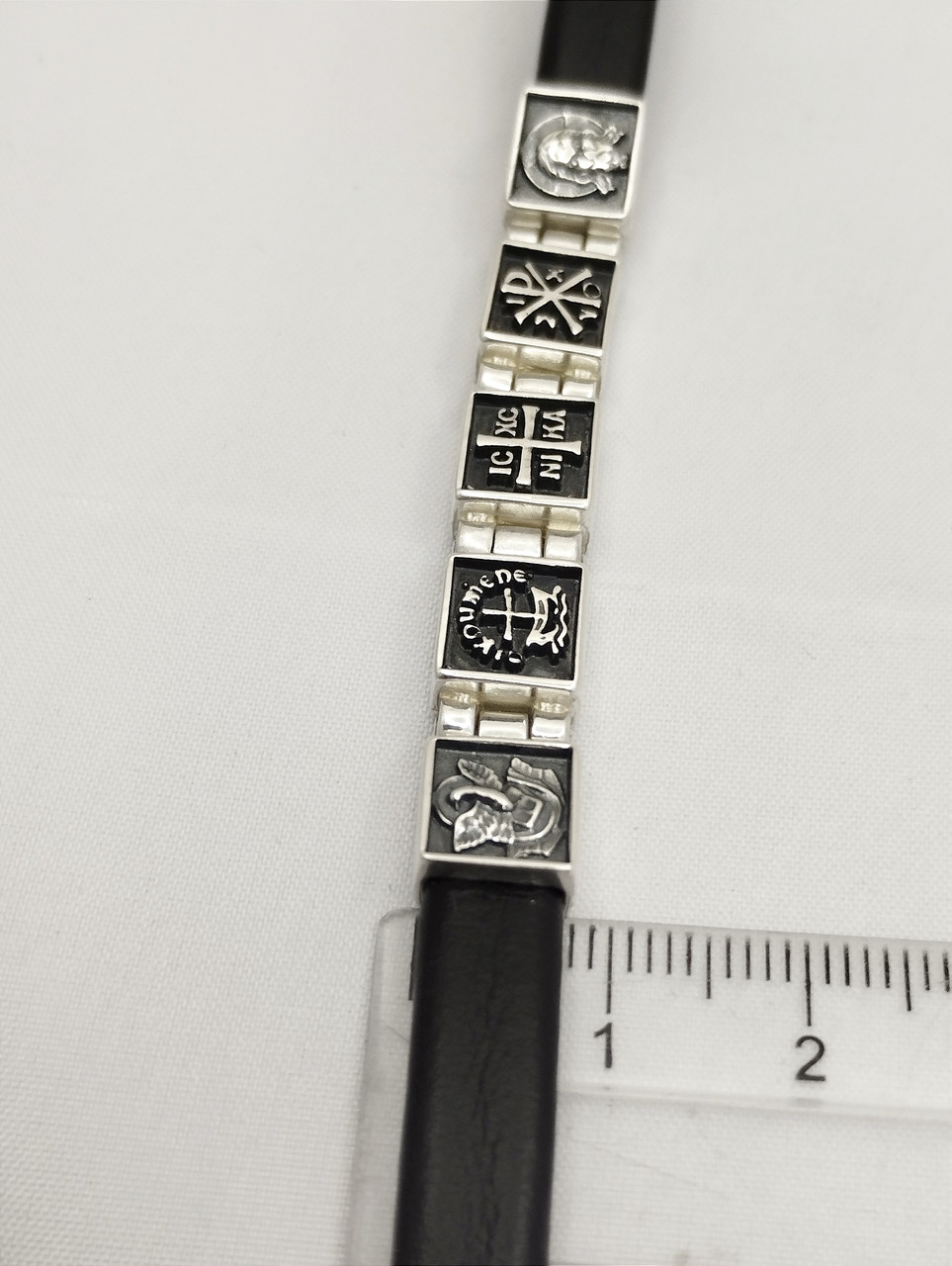 Срібний браслет зі шкіряною вставкою Ukr-Gold - Зображення 4