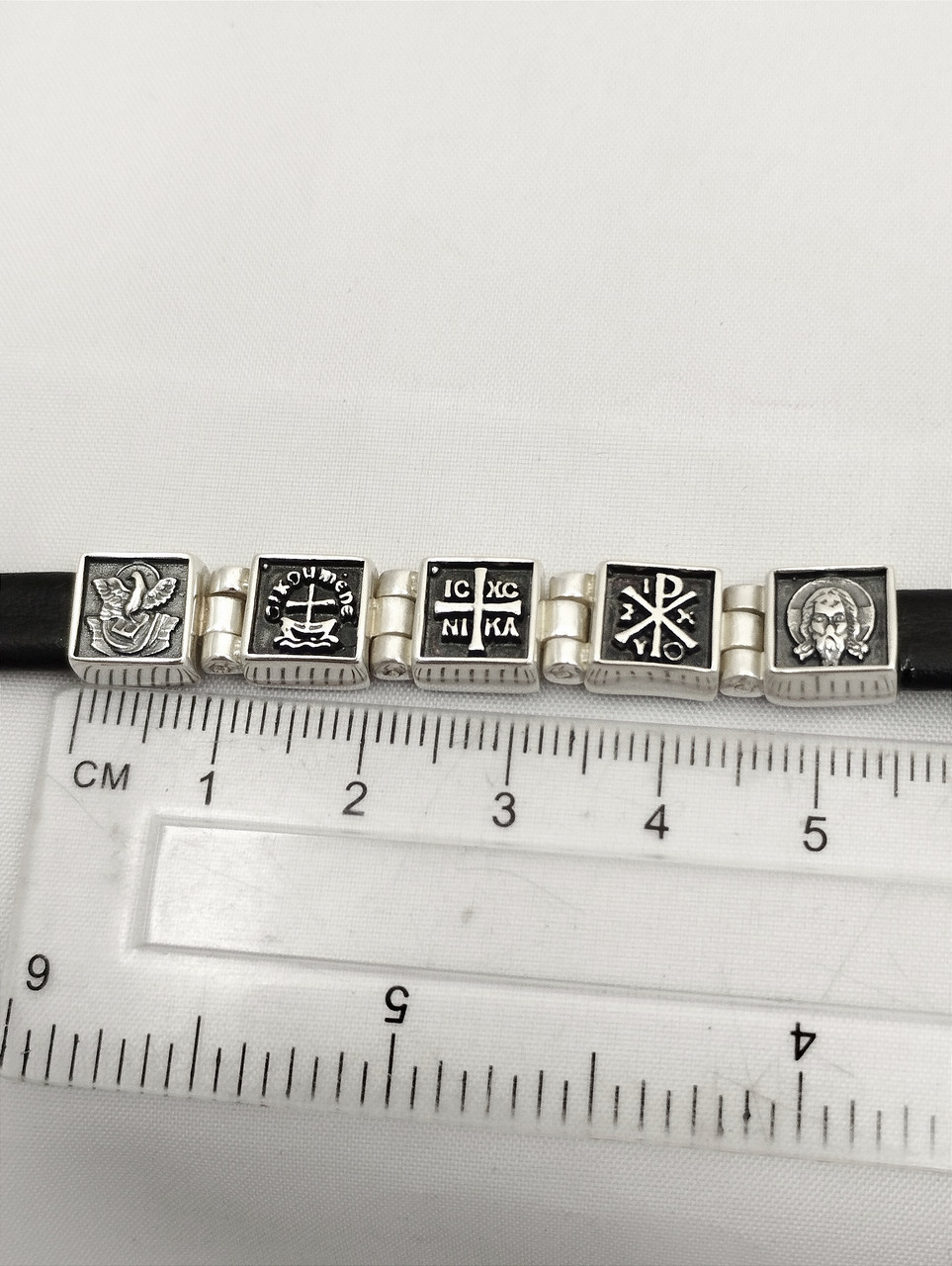 Срібний браслет зі шкіряною вставкою Ukr-Gold - Зображення 5