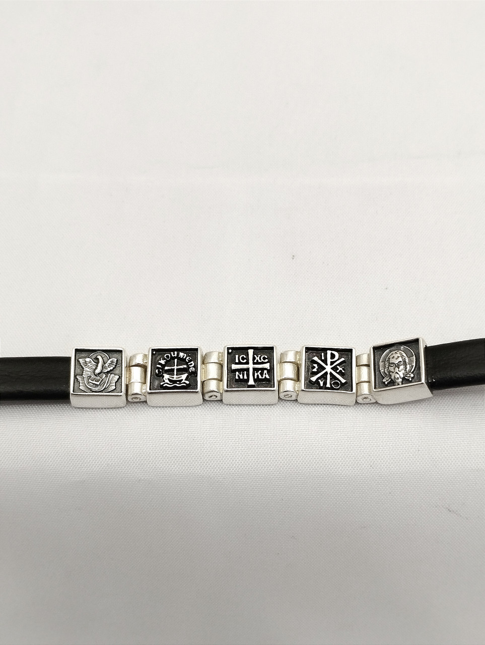 Срібний браслет зі шкіряною вставкою Ukr-Gold - Зображення 8