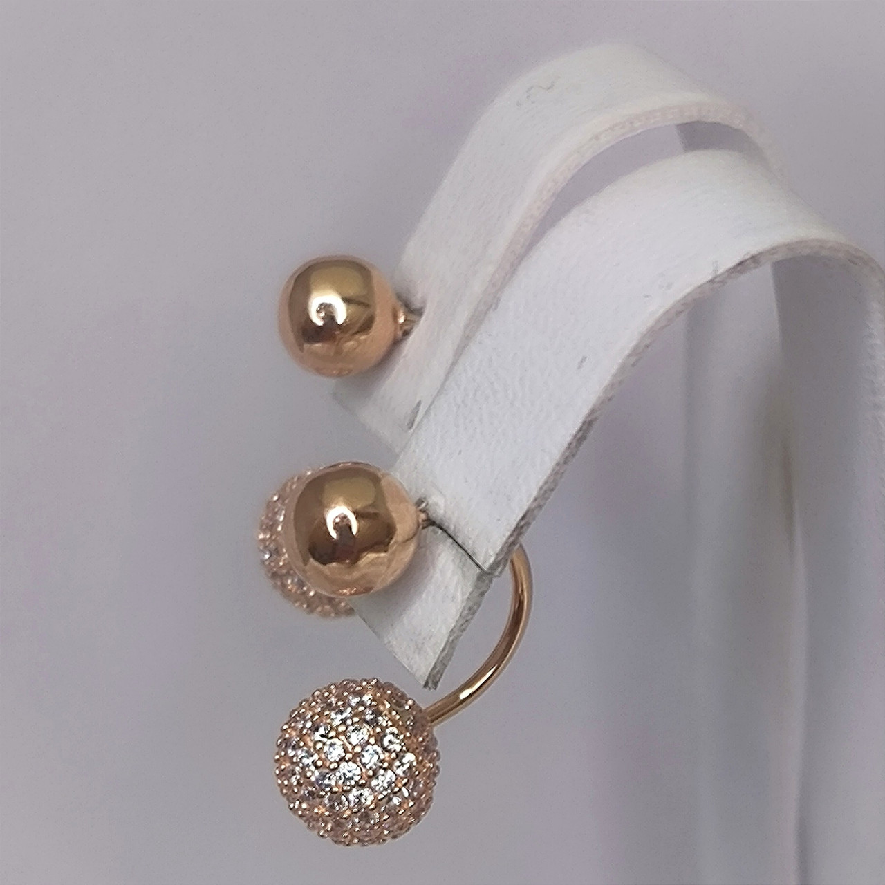 Золоті сережки матрешки, золоті сережки кулі золоті сережки матрьошки з камінням cald - Зображення 4