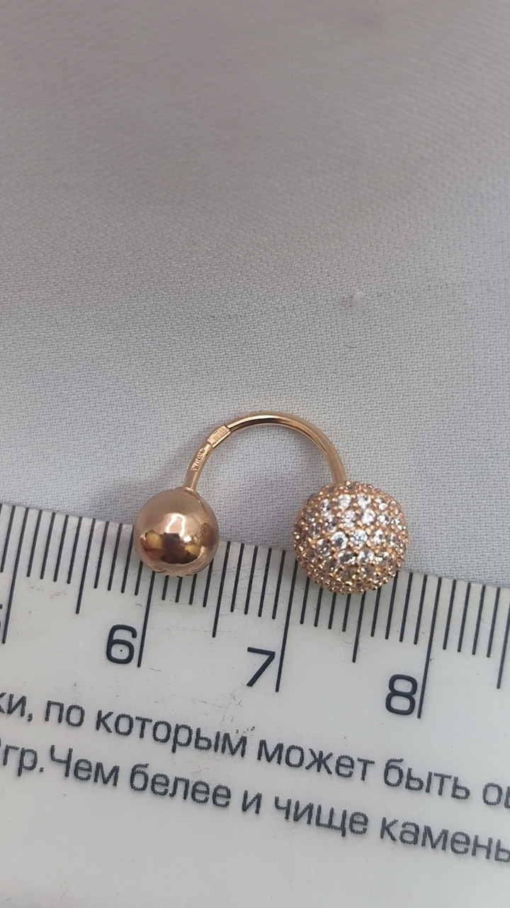 Золоті сережки матрешки, золоті сережки кулі золоті сережки матрьошки з камінням cald - Зображення 5
