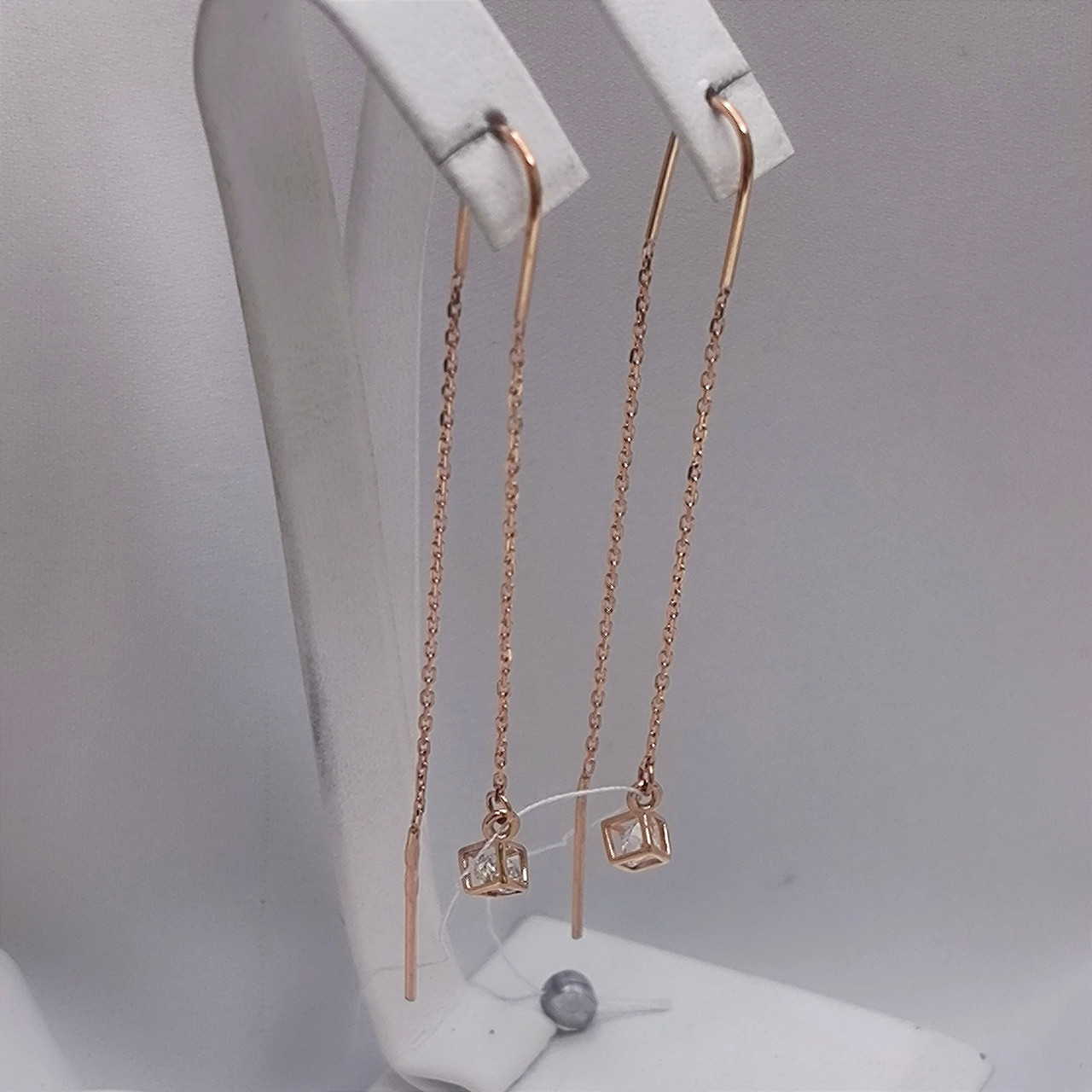 Золоті сережки протяжки з цирконієм - Зображення 4